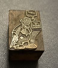 Patient on crutches- safety peermit-- vintage letterpress printing block picture