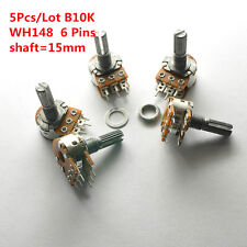 5Pcs B10K 10K WH148 15mm 6 Pin Dual Stereo Linear Potentiometer Double Rotary picture
