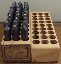 Vintage Young Bros Stamp Works 27 Piece Gruv-Grip Steel Stamps Letters 5/32