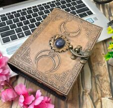 Handmade Triple Moon Leather Journal Book of Shadows Journal, Grimoire Journal picture