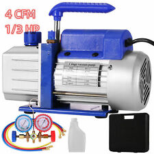 Combo 4 CFM 1/3HP Air Vacuum Pump HVAC + R134A Kit AC A/C Manifold Gauge Set picture