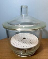 PYREX Large Glass Desiccator Jar Dryer 12” Lid w/ 9” Coors USA Porcelain Plate picture