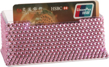 ANGIEHAIE HGB CYOIDAI Fashion Baby Pink Crystal Desktop Business Card Holder,Exc picture