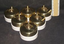 Vintage Set of 6 Brass And Ceramic Electric Switch Button One Way Home Decor picture