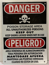 DANGER POISON STORAGE AREA KEEP OUT One Sided Metal Sign English & Spanish picture