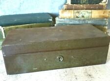 Vintage Green Metal Document Box Rusty Industrial Patina Garage Storage picture