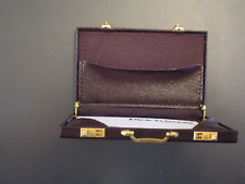 Vintage Miniature Leather Black Briefcase Business Card Holder picture