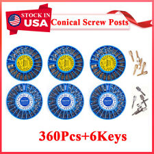 360Pcs Dental Endo Conical Screw Posts Kits Gold/Silver Plated+6Key Easyinsmile  picture