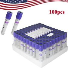 100pcs Glass Tube Vacuum Blood Collection EDTA K2 Tubes 2mL 12*75mm Purple Cap picture