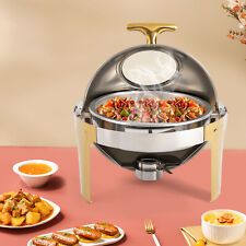 Visible Chafing Dish Buffet Set 6.3 QT Round Stainless Steel Roll Top Server picture