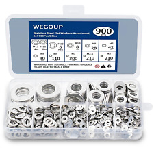 900 Pcs 304 Stainless Steel Flat Washers Assorted Size M2-M12 for Screws & Bolts picture