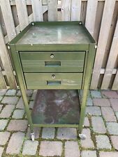 Vintage Industrial Metal Rolling Cart With 2 Drawers Rare picture