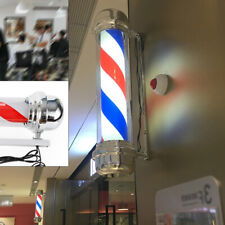28''Barber Pole Light Red / White / Blue Stripes Rotating Barbershop Salon Metal picture