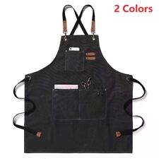 HEAVY DUTY Canvas Kitchen Chef Cooking Apron Cross-Back Adjustable Bib 3 Pockets picture