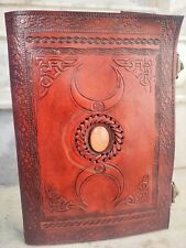 Vintage New Handmade Triple Moon Brown Journal Grimoire 240 Large Pages Large picture