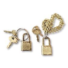Vintage Working Diary Journal Padlocks with Keys & One Beautiful Gold Tone Chain picture