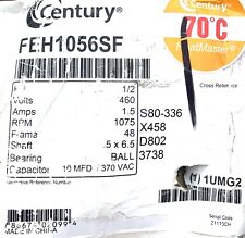 Century AO SMITH FEH1056SF Condenser Fan Motor 1/2-HP 460V 1075 RPM NEW Open Box picture