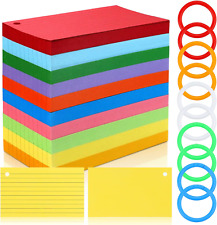 Tecmisse Multicolor Index Cards, 600 Sheets Flash Cards with Rings, 3 X 5 Inch R picture