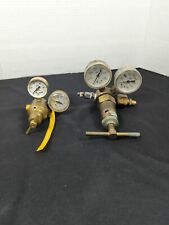 2 Vintage Brass Gas Gauges 4000 PSI U.S. Gauge picture