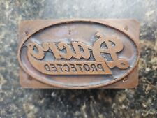 Vintage - Dacro Protected - Copper Wood Block Printing Letter Press Stamp picture