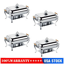 4 Pack Catering Stainless Steel Chafer Chafing Dish Sets 8 QT Full Size Buffet picture