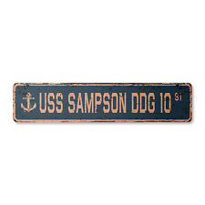 USS SAMPSON DDG 10 Vintage Street Sign us navy ship veteran sailor rustic gift picture