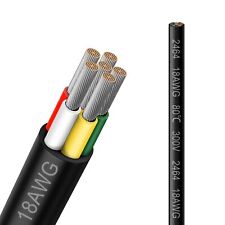 18 Gauge 6 Conductor Electrical Wire, 16.5FT Black PVC Stranded Tinned Copper picture