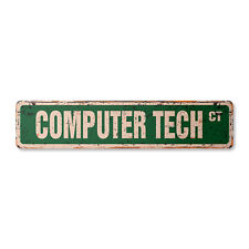 COMPUTER TECH Vintage Street Sign Metal Plastic geek repair fix apple pc picture