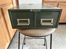 Vintage Buddy 2 Drawer Index Card Catalog Stackable Metal File Cabinet Box picture