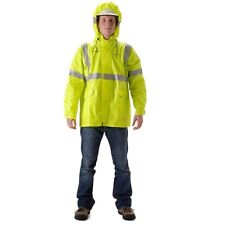 NASCO FR Class 3 Hi-Vis ArcLite Rain Jacket 1503JF w/Attached Collar Lime Yellow picture