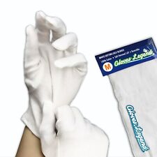 6 Pairs (12 Gloves) 100% Cotton White Coin Jewelry Silver Inspection Gloves - M picture