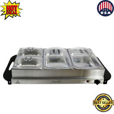 Electric 4 Section Buffet Server & Food Warmer Heated Tray Stainless Steel New picture