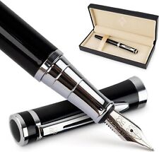 Fountain Pen Set, Medium Nib, 24 Ink,  Converter, Gift Case  [Black Chrome] picture
