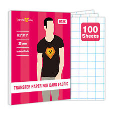 100 Sheets Bulk Inkjet Printable Heat Transfer Paper DARK Cotton Iron-on 8.5x11 picture