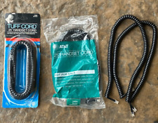 4 Vintage Phone Cords AT&T Tuff Cord 25 & 6 Ft Black Telephone Handset Cords picture