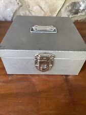 Excelsior Swanco USA Metal Check Cash File Lock Box Vintage No Key  9” x 9” x4” picture
