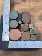 Vintage Assortment Wood Type Circle Dots Periods Letterpress Printer Block Stamp picture