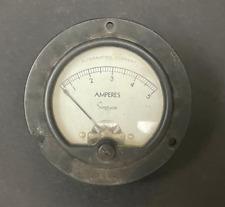 VINTAGE ELECTRONICS SIMPSON ROUND PANEL METER 0-5 AMPERES AMMETER 1950'S picture