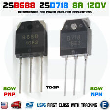 2SB688 + 2SD718 Transistor Pair 8A 120V 80W B688 + D718 NPN PNP Amplifier USA picture