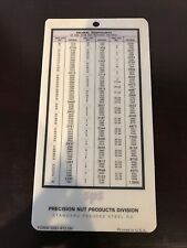 Vintage Precision Nut Tools & Decimal Equivalents & Tap Drill Sizes Chart picture