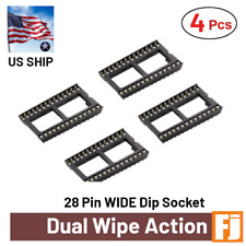 4 Pcs 28 Pin WIDE DIP IC Socket Adaptor Solder PCB-Mount | Dual Wipe | US Ship picture