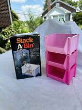 Vintage 1981 Pink Stack-A-Bin In Box Desk Supplies Stacking Mini Trays Set of 3 picture