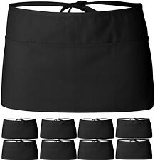 Aprons Waist Aprons with 3 Pockets Black /12 Pack Waitress Hotel Home picture