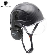 Carbon Fiber Cloth Hard Hat With Visor Safety Helmet + Earmuff Climbing Helmet picture