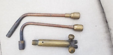 Vintage Brass PUROX Welding Cutting Torch W-201 w/ Linde 100A & 55 welding tips picture