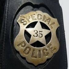 Estate Find Vintage Police Badge Special Police #35 Badge In Leather Flip Case picture