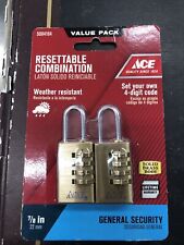 2 PACK - Combination Lock Resettable 4-Digit Weather Resistant Brass Padlock picture
