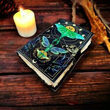 Blank Spell Book Of Shadow Luna Moth Vintage Handmade Leather Grimoire Journal1 picture
