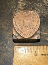 Vintage Print Block “ Worcester TCH “ Copper Face Block Rare Great Details picture