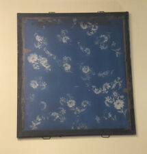 Vintage blue Factory Textile Printing Screen approximately 58” x 54” metal frame picture